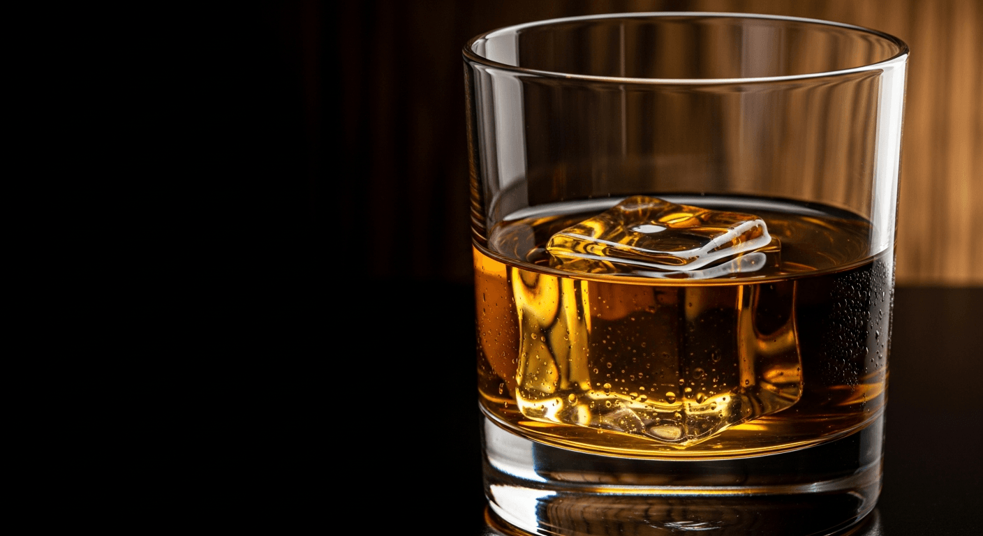 Bourbon glass with rich amber spirit